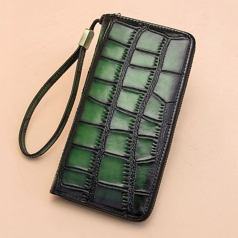 Kvinder Ægte Læder Alligator Mønster Retro Blød Læder Taske Multi-slot Kortholder Pung Clutch Pung