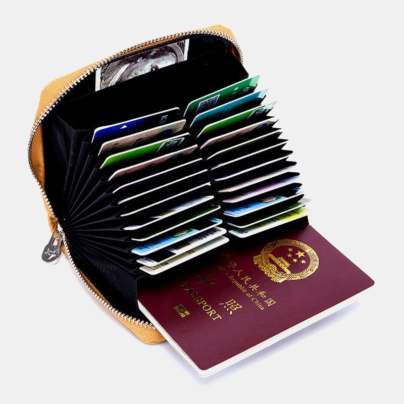 Kvinder Ægte Læder Anti-theft Organ Design Milti-card Slot Card Bag Kortholder Pung