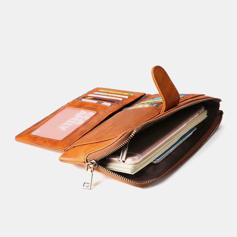 Kvinder Ægte Læder Multi-card Slots Telefontaske Money Clip Wallet