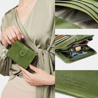 Kvinder Ægte Læder Multi-funktion Multi Card Slots Casual Ensfarvet Brief Card Holder Tegnebog
