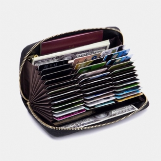 Kvinder Ægte Læder Orgel Design Multi-card Slot Clutch Pung Lang Tegnebog
