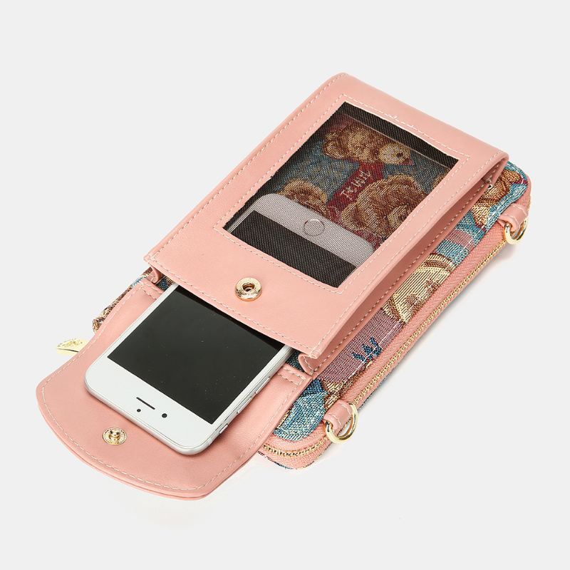 Kvinder Bjørnemønster 12 Kortpladser Telefonpung Crossbody-taske Clutches-taske
