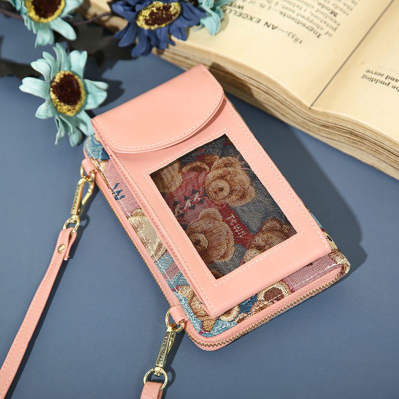 Kvinder Bjørnemønster 12 Kortpladser Telefonpung Crossbody-taske Clutches-taske