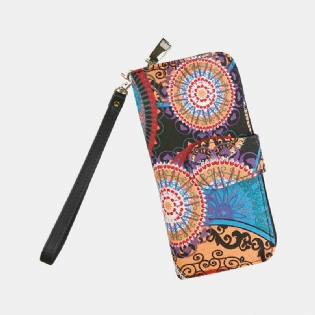 Kvinder Canvas Bohemian Style Printing Long Clutch Pung Tegnebog
