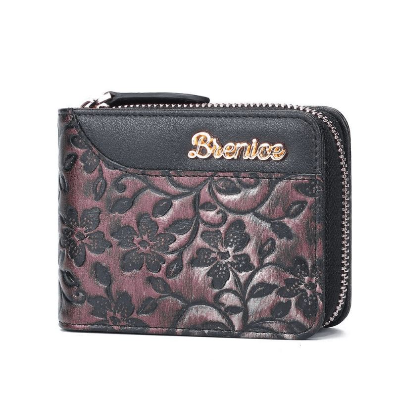 Kvinder Emossed Floral 16 Card Slots Retro Pung