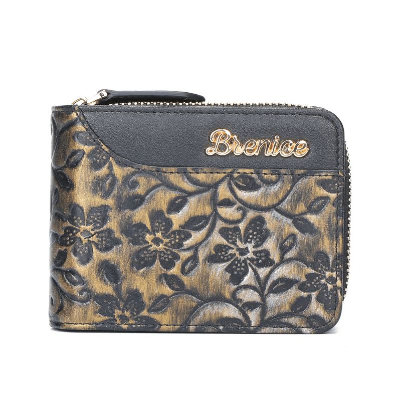 Kvinder Emossed Floral 16 Card Slots Retro Pung