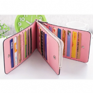 Kvinder Microfiber Læder Multi Card Slots Pung Kortholder Telefontaske