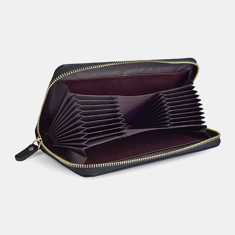 Kvinder Og Mænd Pu Læder Litchi Mønster Multi-card Slot Aftagelig Håndledsrem Retro Mellemlængde Kortholder Clutch Tegnebøger