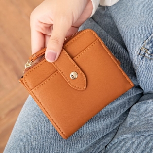 Kvinder Pu Læder Bifold Hasp Multi-card Slot Retro Kort Kortholder Clutch Tegnebøger Med Håndledsrem
