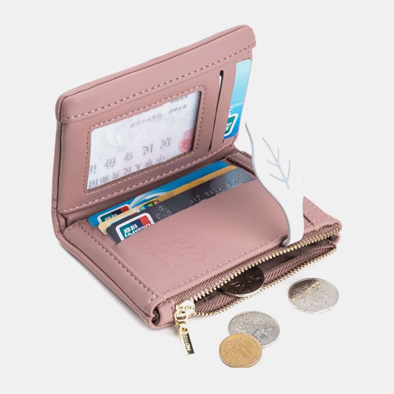Kvinder Pu Læder Blomsterprint Casual Mini Easy Carry Penge Clip Card Holder Tegnebog