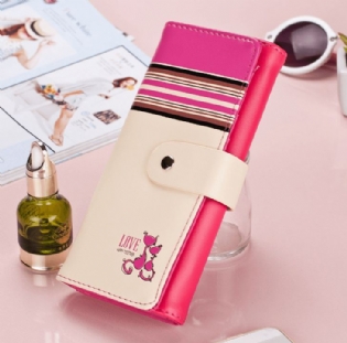 Kvinder Tegnebøger Blødt Pu-læder Søde Katte Hasp Lady Punge Tegnebog Kort Id Holder Moneybags Dame Lang Clutch Møntpung Burse