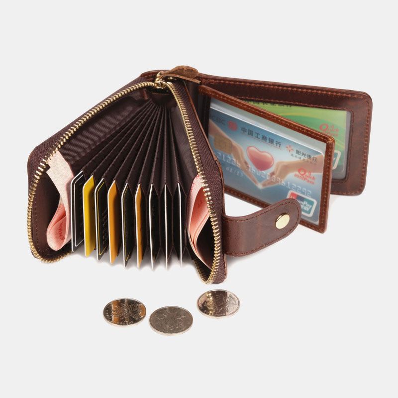 Mænd Ægte Læder Anti-theft Multi-slot Hånd-carry Pung Card Wallet