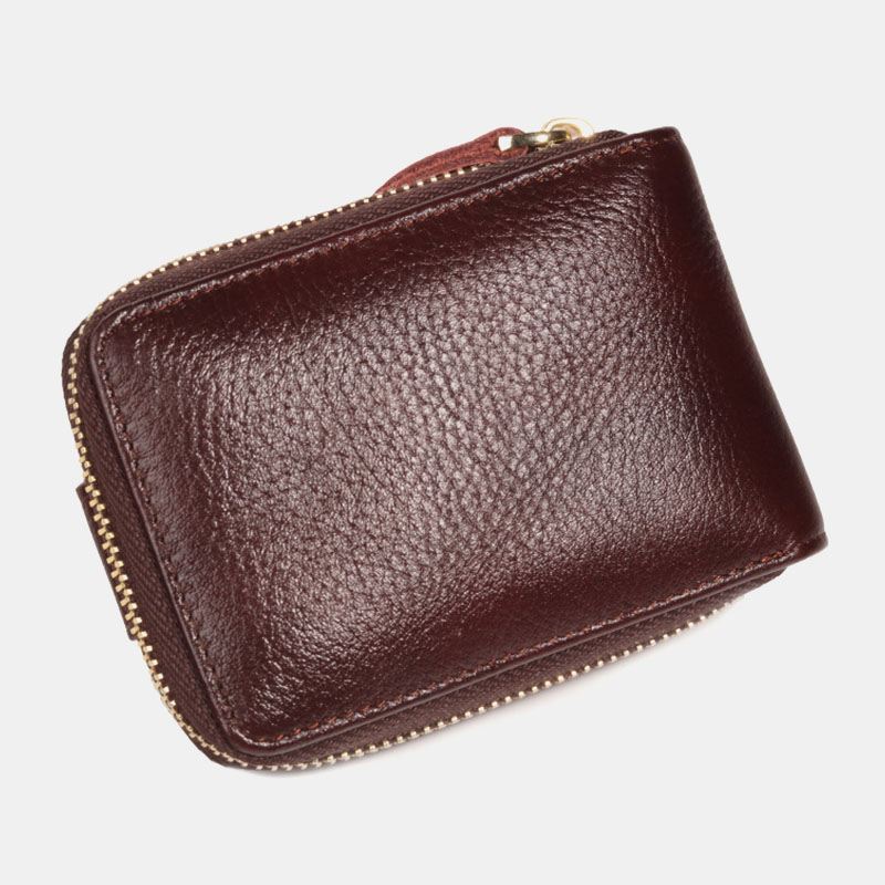 Mænd Ægte Læder Anti-theft Multi-slot Hånd-carry Pung Card Wallet