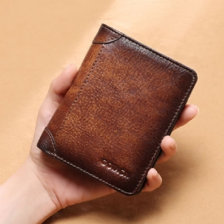 Mænd Ægte Læder Anti-theft Multifunktion Retro Stor Kapacitet Foldbar Kortholder Pung