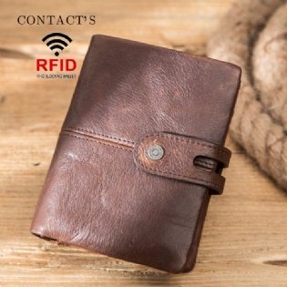 Mænd Ægte Læder Anti-theft Vintage Retro Business Multi Card Slot Læder Card Holder Tegnebog