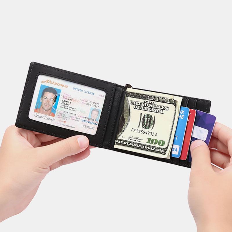 Mænd Ægte Læder Bifold Multi-card Slot Kortholder Casual Anti-magnetisk Kort Møntpung Tegnebøger
