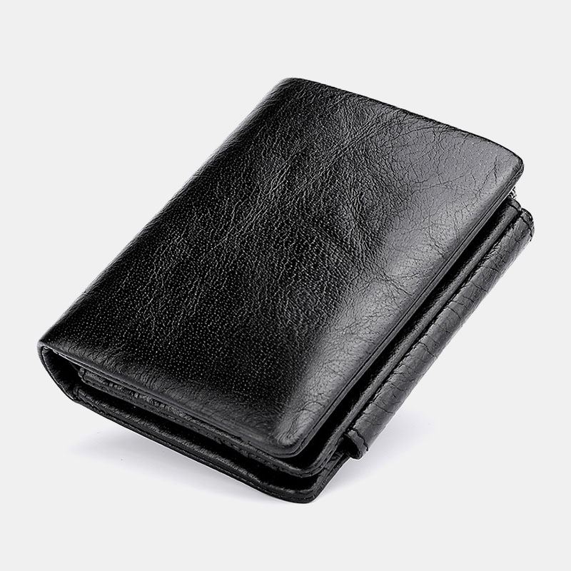 Mænd Ægte Læder Koskind Retro Business Trifold Multi-slot Møntpose Kortholder Pung