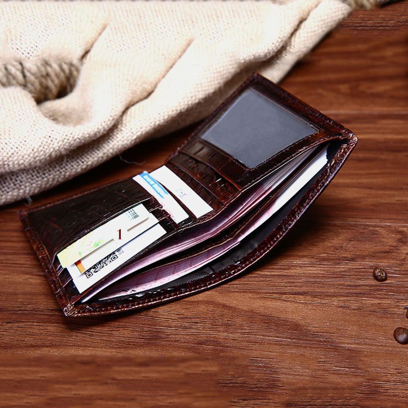 Mænd Ægte Læder Krokodille Business Penge Clip Card Case Tegnebog
