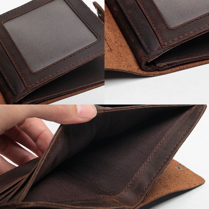 Mænd Ægte Læder Lavet-gammel Retro Business Brief Læder Kortholder Tegnebog