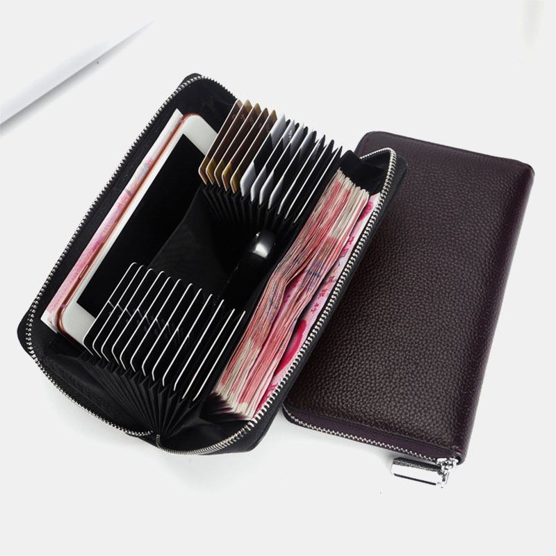Mænd Ægte Læder Multi-card Slots Telefontaske Key Case Pengeclips Tegnebog