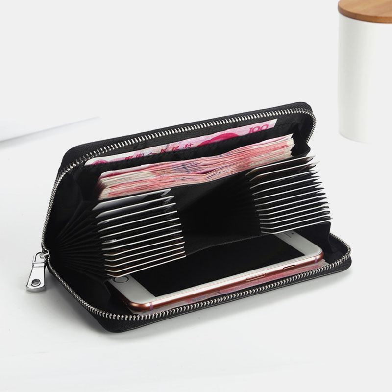 Mænd Ægte Læder Multi-card Slots Telefontaske Key Case Pengeclips Tegnebog