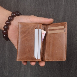 Mænd Ægte Læder Multi-slot Business Retro Easy Carry Kort Kortholder Pung