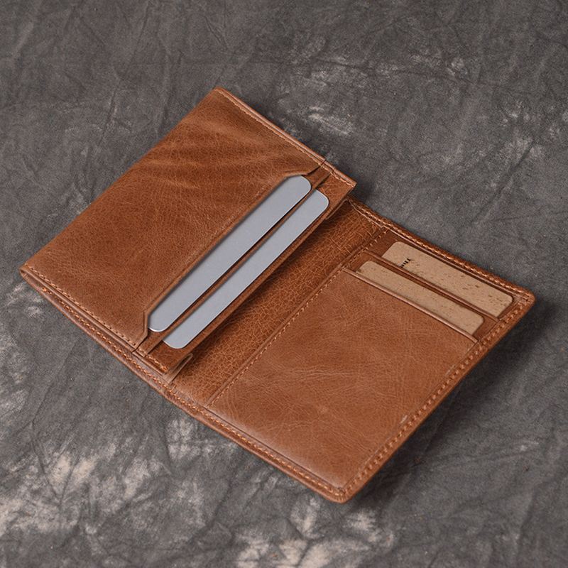 Mænd Ægte Læder Multi-slot Business Retro Easy Carry Kort Kortholder Pung
