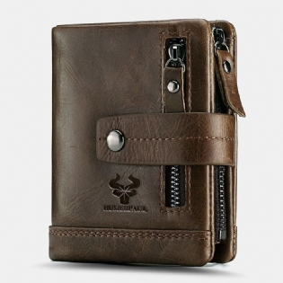 Mænd Ægte Læder Multifunktionel Bifold Multi-card Slot Kortholder Møntpung Penge Clip Tegnebog