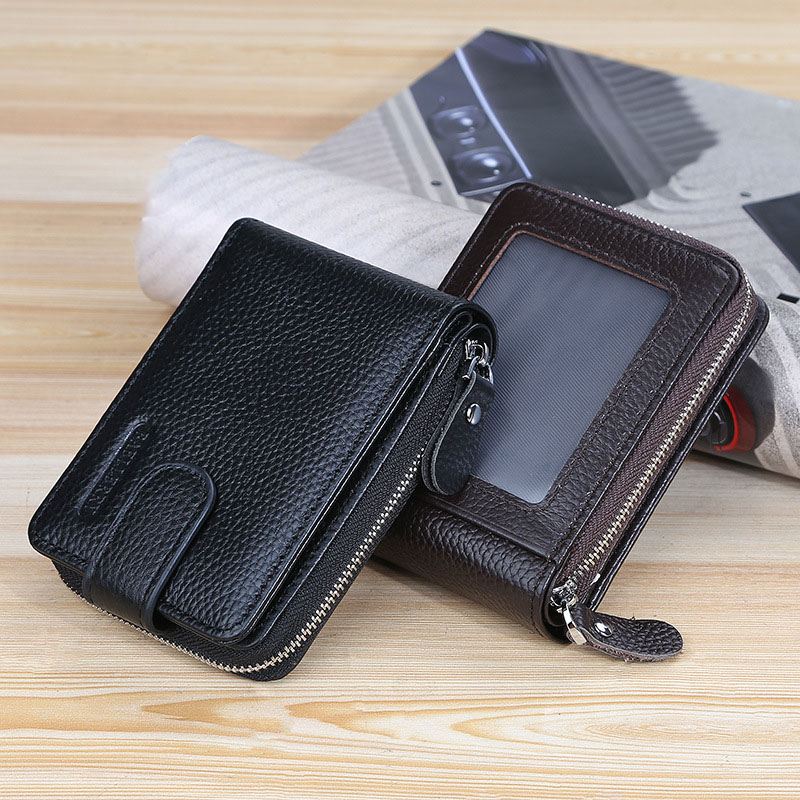 Mænd Ægte Læder Organ Design Multi-card Slot Retro Money Clip Card Holder Tegnebog