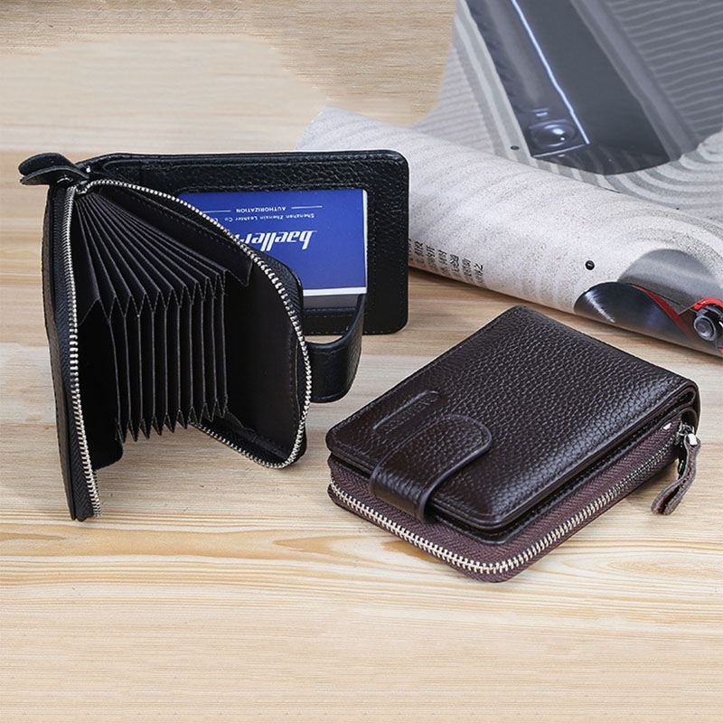 Mænd Ægte Læder Organ Design Multi-card Slot Retro Money Clip Card Holder Tegnebog