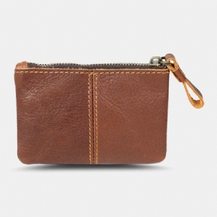 Mænd Ægte Læder Retro Mini Møntpung Kort Lynlås Tegnebog Clutch Tegnebøger Kort Sag
