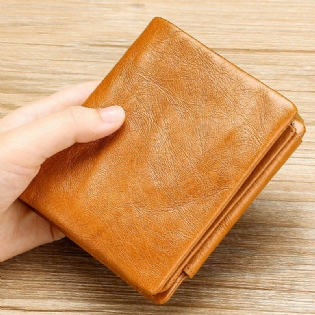 Mænd Ægte Læder Retro Trifold Multi Card Slot Casual Kortholder Tegnebog