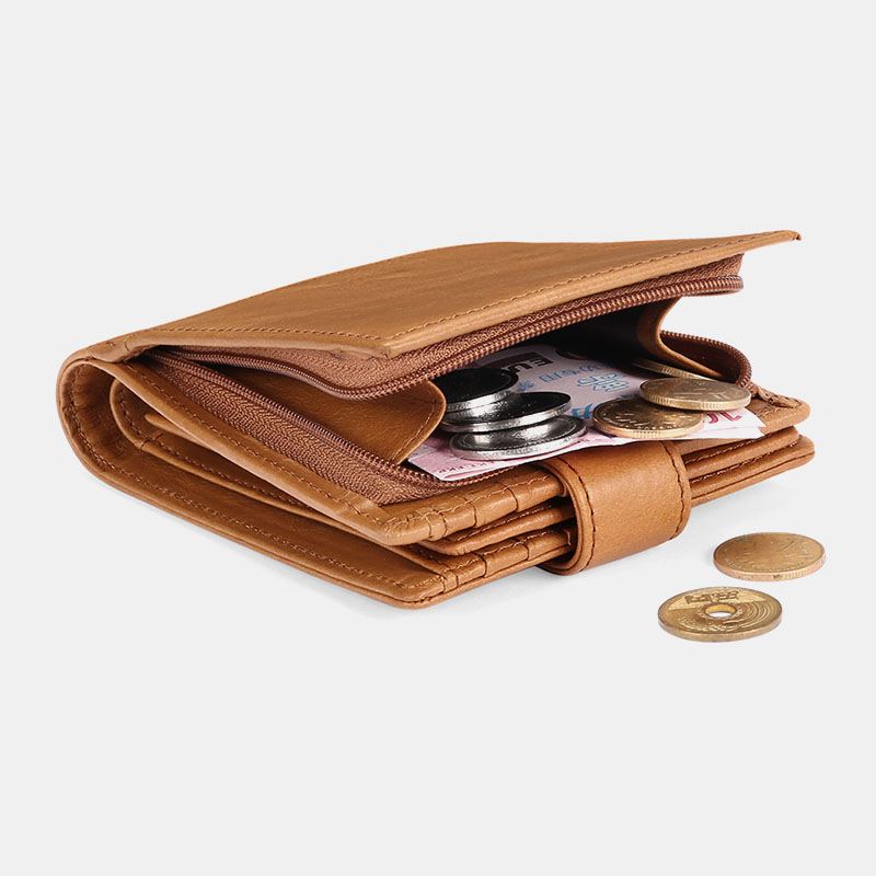 Mænd Bifold Blokering Pung Vandret Stor Kapacitet Multi-card Slot Kortholder Møntpung Kørekort Tegnebog