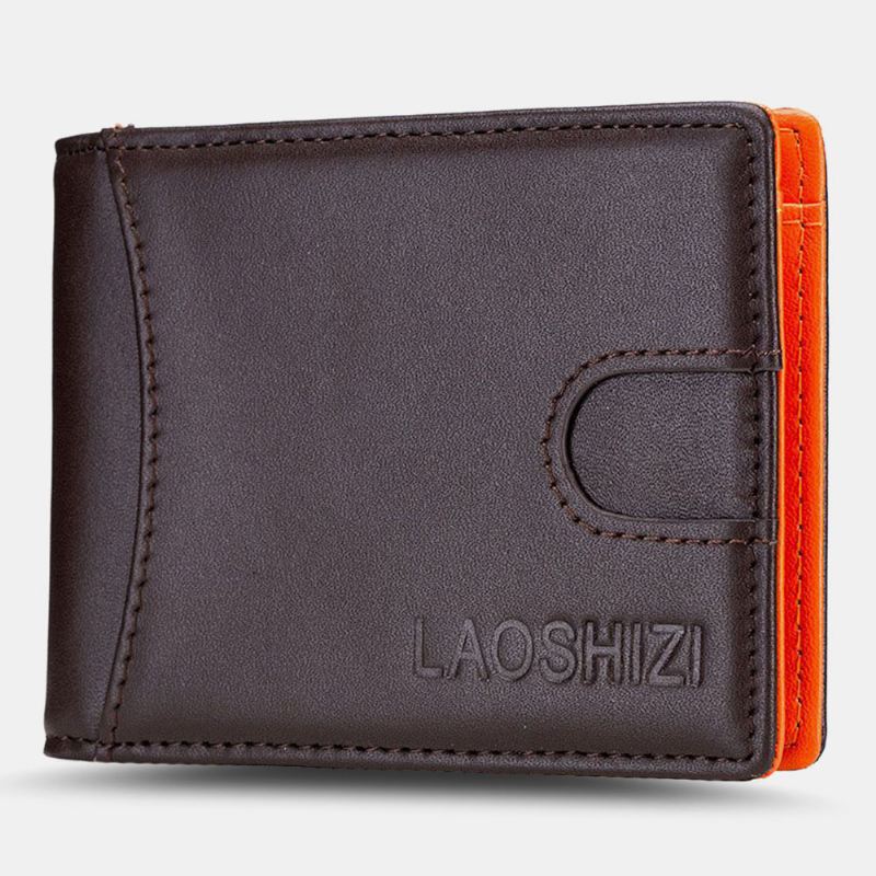Mænd Bifold Læder Tegnebøger Anti-tyveri Børste Multi-card Slot Kortholder Møntpung Kohud Tegnebøger