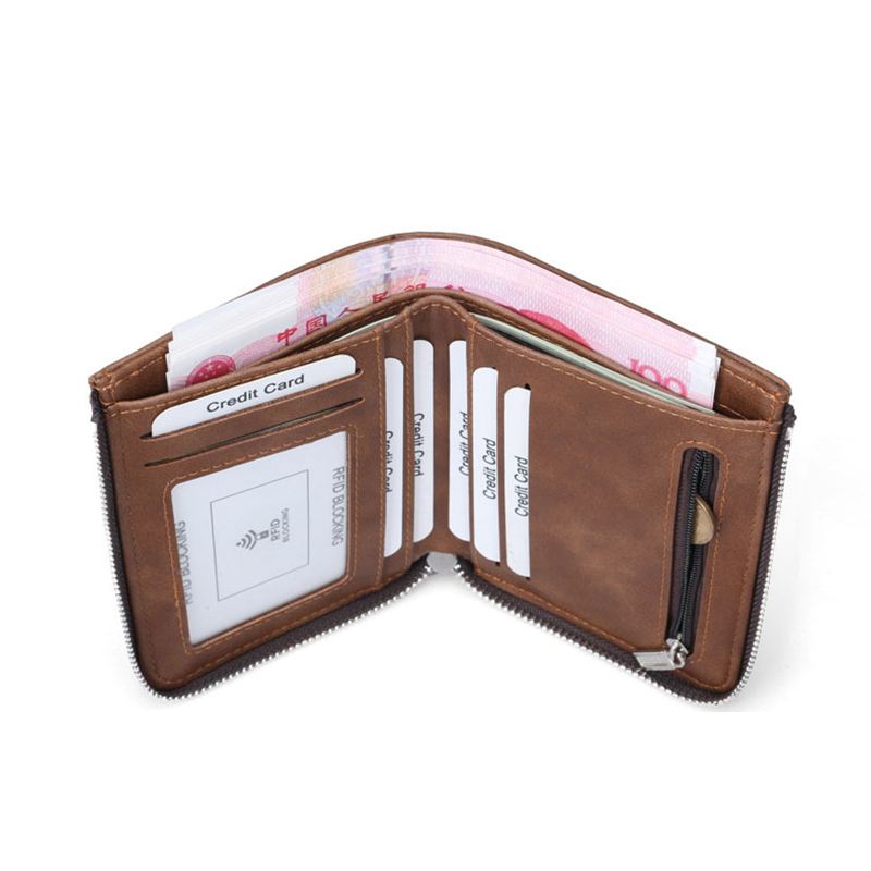 Mænd Casual Multifunktionel Bifold Kort Tegnebog Møntholder