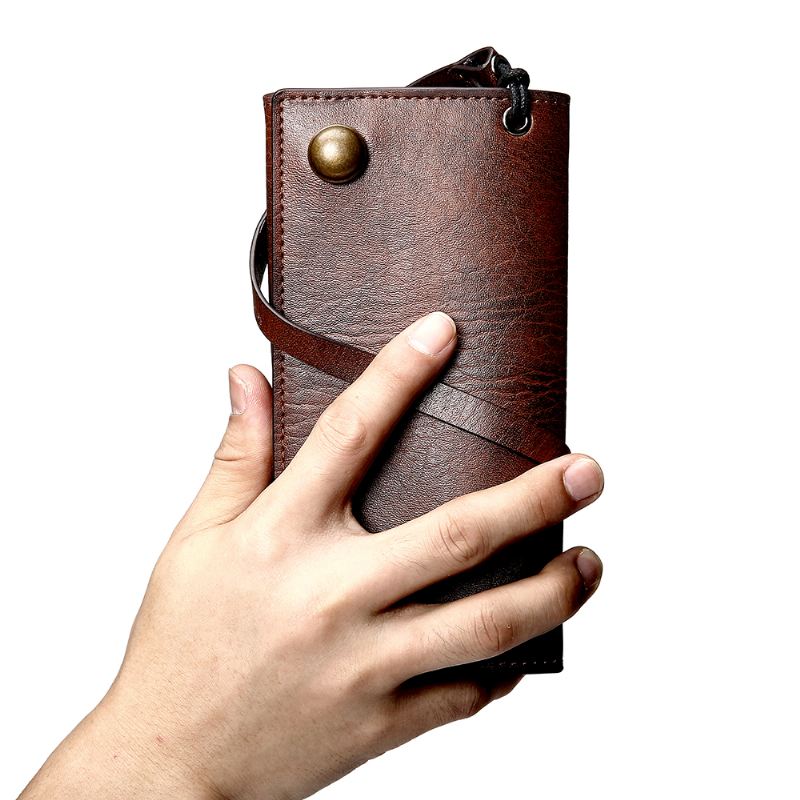 Mænd Casual Trifold Multi-slot Lang Tegnebog Kortholder Kontantholder Clutch Taske