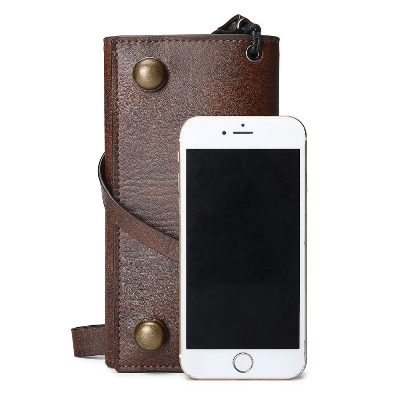 Mænd Casual Trifold Multi-slot Lang Tegnebog Kortholder Kontantholder Clutch Taske