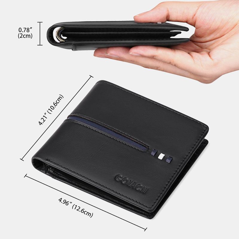 Mænd Horisontal Bifold Blokering Kort Etui Retro Kort Multi-card Slot Kortholder Møntpung Pengeclips Kørekort Tegnebog