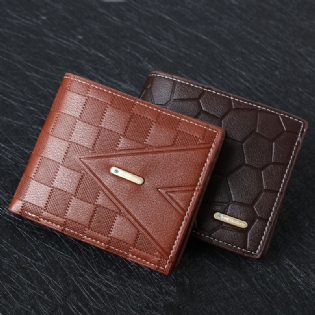 Mænd Imiteret Læder Business Retro Ensfarvet Litchi-mønster Præget Multi-slot Kortholder Pung