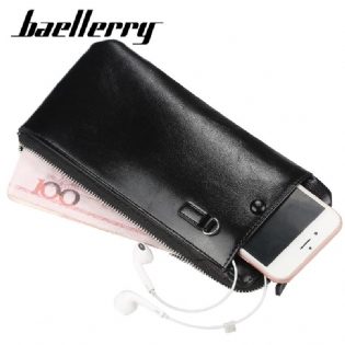 Mænd Imiteret Læder Lang Telefontaske Lynlås Tegnebog Kortholder Clutches Taske