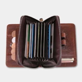 Mænd Kort Bifold Anti-magnetisk Tegnebog Multifunktion Ægte Læder Multi-card Slot Kortholder Møntpung Orgelpung