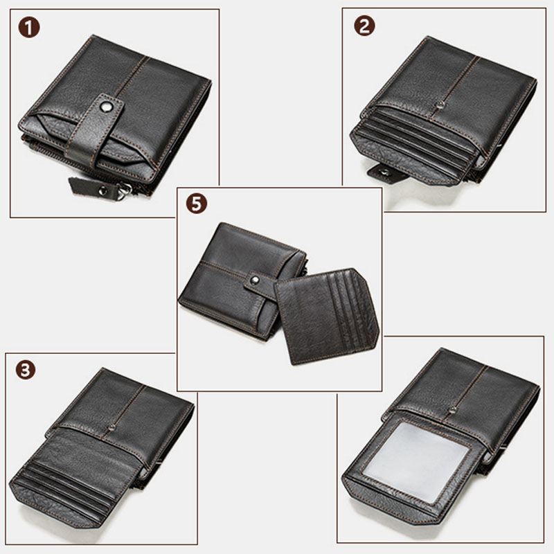 Mænd Kort Bifold Blokering Tegnebog Retro Casual Multi-card Slot Kortholder Koskind Kørekort Tegnebog
