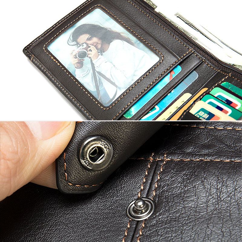 Mænd Kort Bifold Blokering Tegnebog Retro Casual Multi-card Slot Kortholder Koskind Kørekort Tegnebog