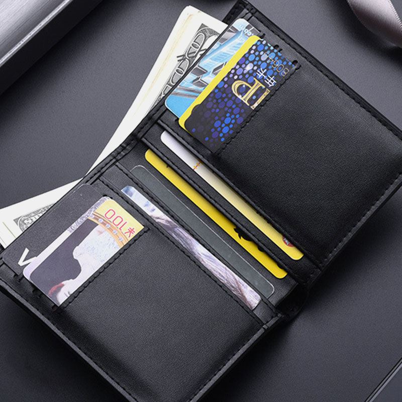 Mænd Lodret Bifold Tynd Multi-card Slot Kortholder Plaid Mønster Præget Kort Møntpung Tegnebog