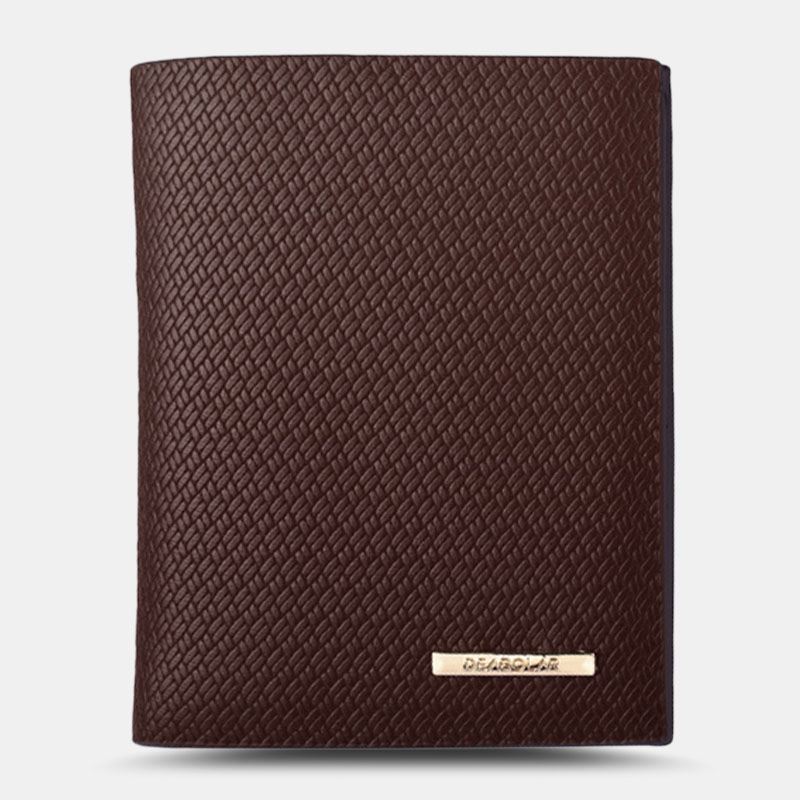 Mænd Lodret Bifold Tynd Multi-card Slot Kortholder Plaid Mønster Præget Kort Møntpung Tegnebog