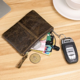 Mænd Minin Kort Lynlås Koskind Tegnebøger Møntpung Pengeclips Clutch Tegnebøger Key Case