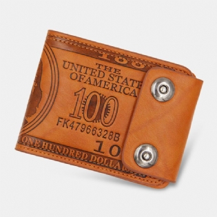 Mænd Pu Læder Dollarmønster Bifold Sort Multi-card Slot Kortholder Møntpung Tegnebog