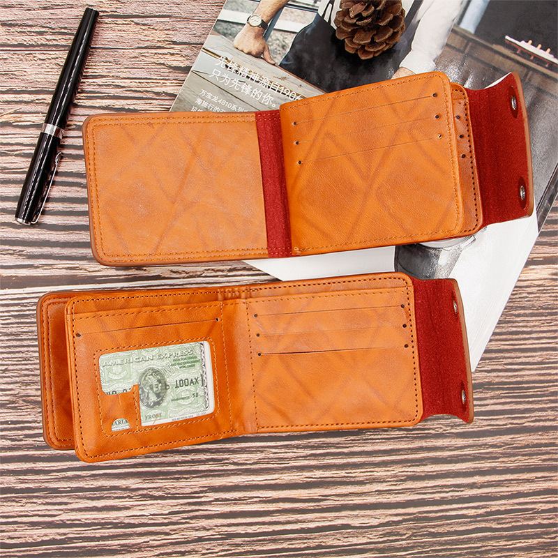 Mænd Pu Læder Dollarmønster Bifold Sort Multi-card Slot Kortholder Møntpung Tegnebog