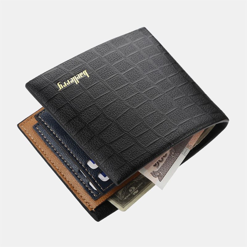 Mænd Pu Læder Kort 6 Kort Slot Kortholder Business Mode Bifold Tynd Kørekort Tegnebog Møntpung