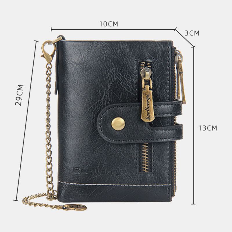 Mænd Pu Læder Lang Bifold Multi-card Slot Kortholder Dobbelt Lynlås Møntpung Pengeclips Tegnebog